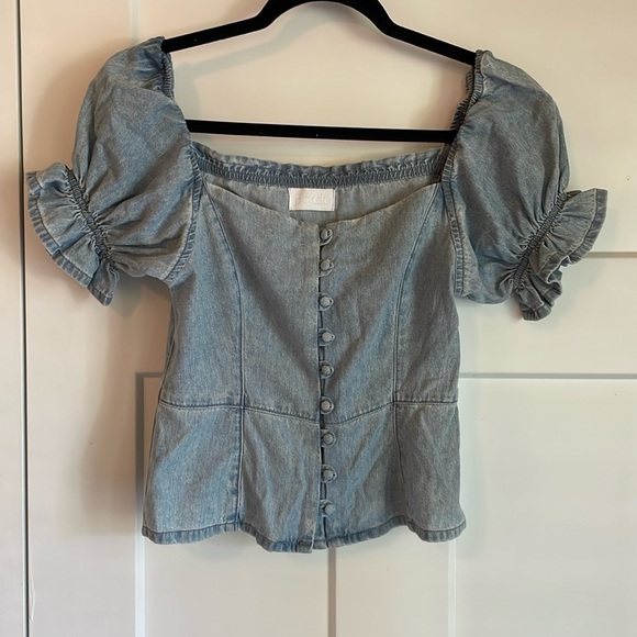 Boyish brand  chambray blouse- puff sleeve - Picture 1 of 6